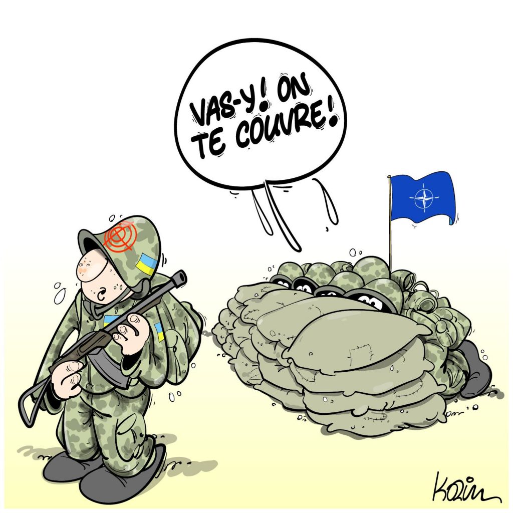 dessin presse humour crise guerre Ukraine image drôle soutien OTAN