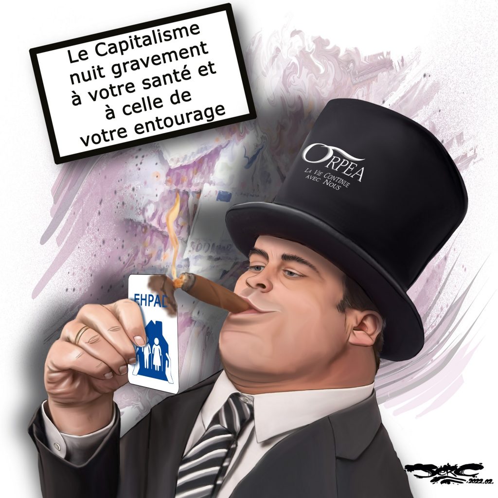 dessin presse humour scandale Ehpad Orpea image drôle or gris maltraitance