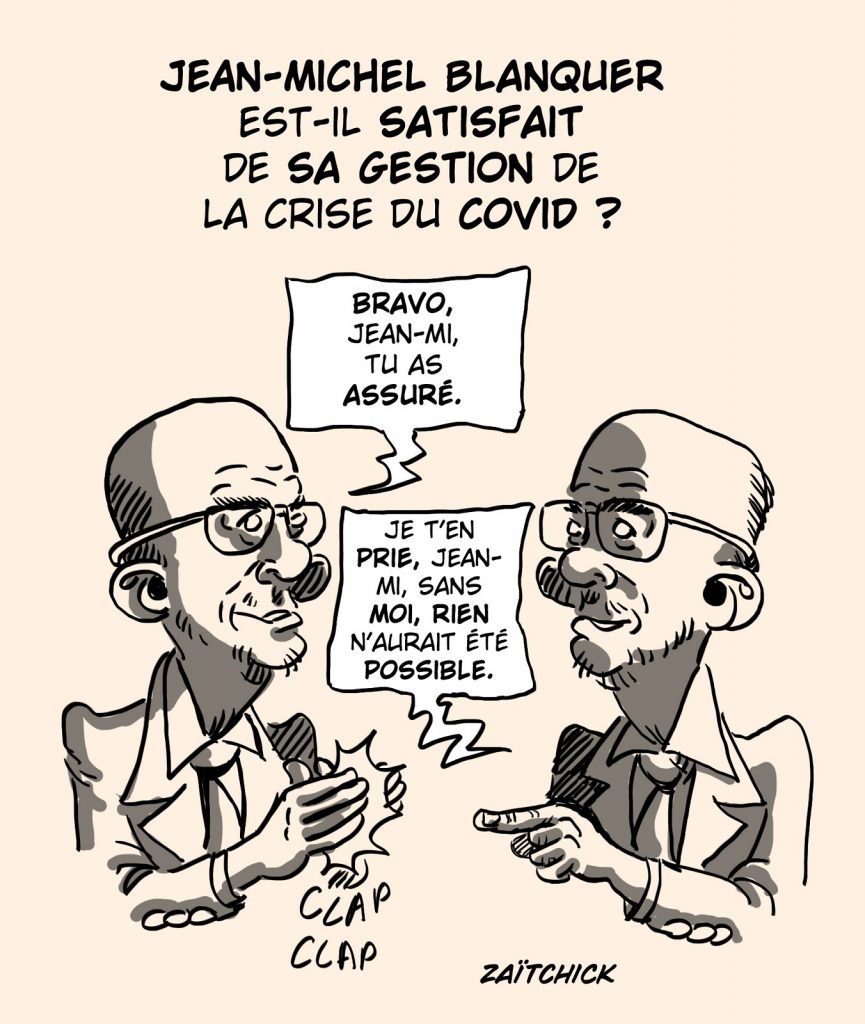 dessin presse humour Jean-Michel Blanquer Education Nationale image drôle gestion crise covid