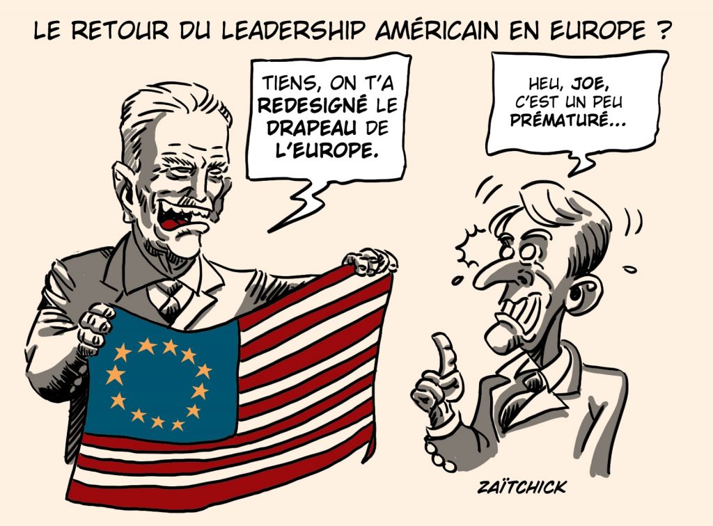dessin presse humour crise guerre Ukraine Russie image drôle Europe leadership américain