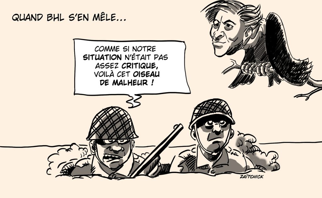 dessin presse humour crise guerre Ukraine Russie image drôle Bernard-Henri Lévy