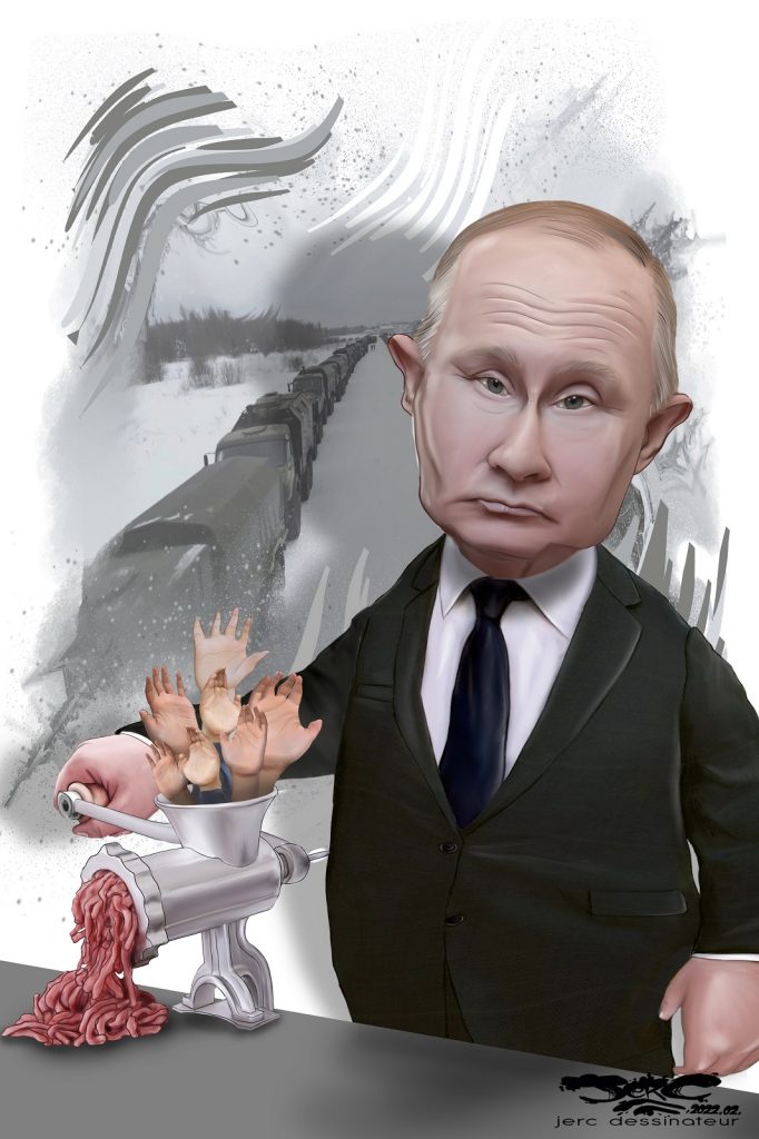 dessin presse humour Vladimir Poutine chair canon image drôle guerre Ukraine missile