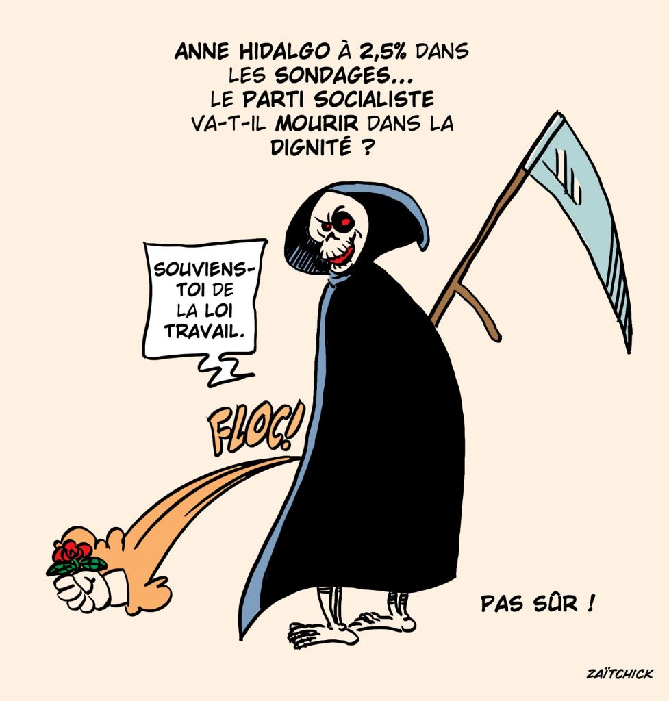 dessin presse humour présidentielle 2022 Anne Hidalgo image drôle mort Parti Socialiste