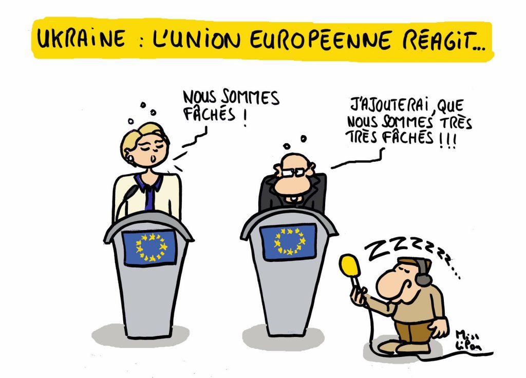 dessin presse humour crise guerre Ukraine Russie image drôle réaction union européenne