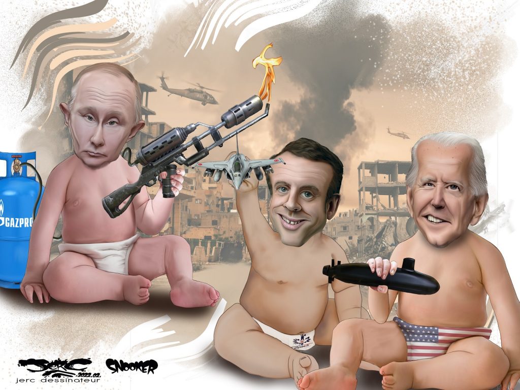 dessin presse humour craint guerre Ukraine image drôle Poutine Biden Macron