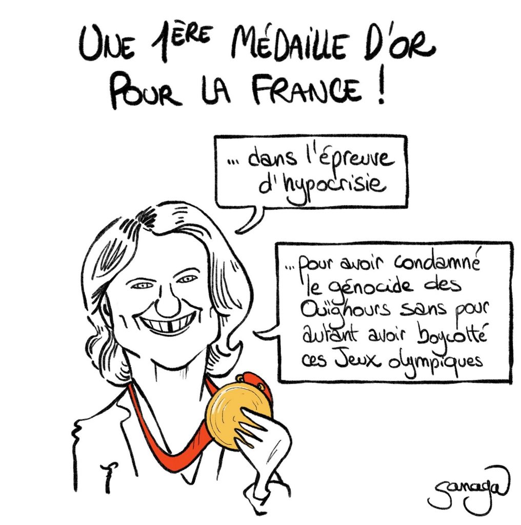 dessin presse humour France hypocrisie Ouïghours image drôle Jeux Olympiques