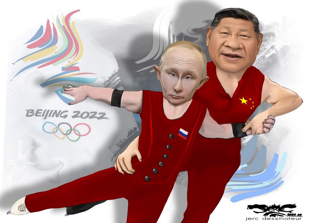 dessin presse humour Vladimir Poutine Xi Jinping image drôle Ukraine Beijing 2022