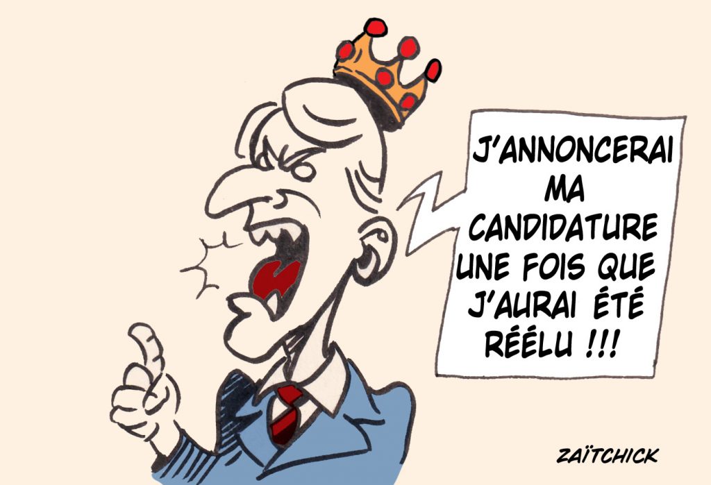dessin presse humour Emmanuel Macron image drôle candidature présidentielle 2022