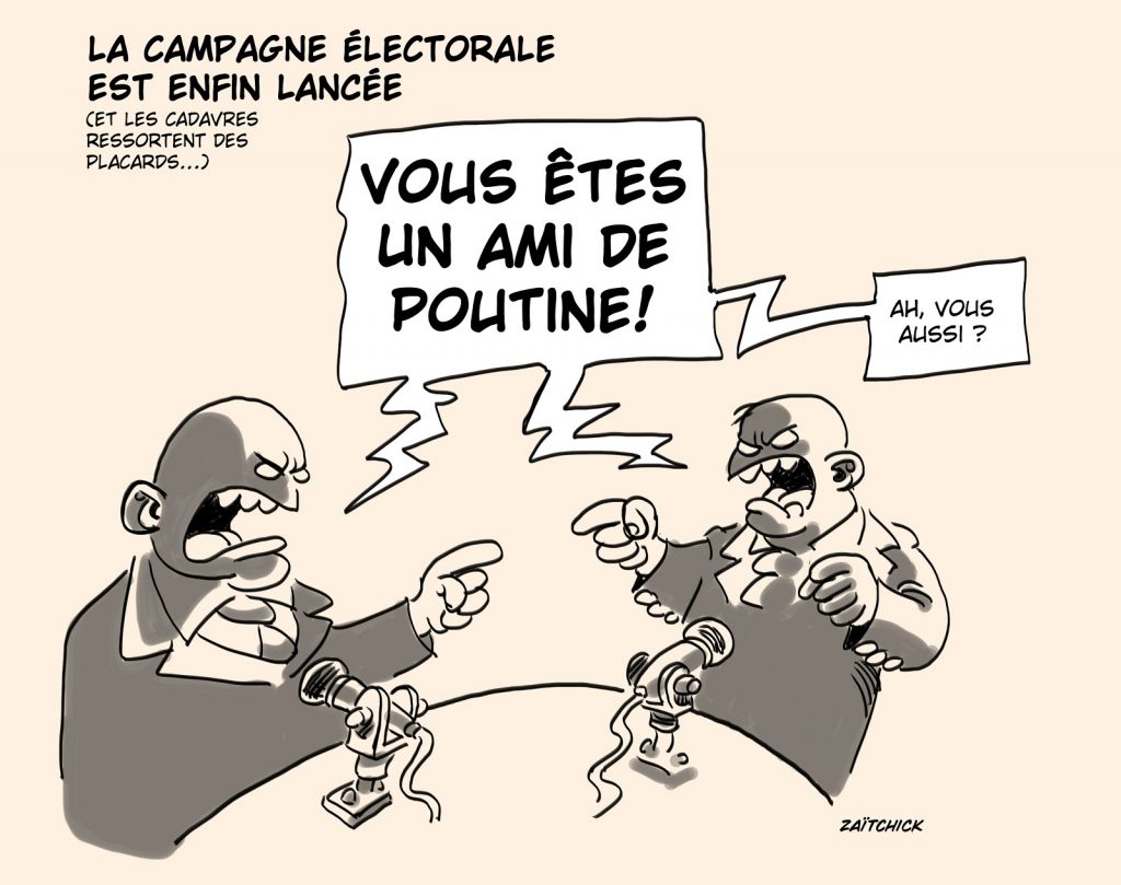 dessin presse humour Ukraine guerre Russie image drôle présidentielle 2022 campagne électorale