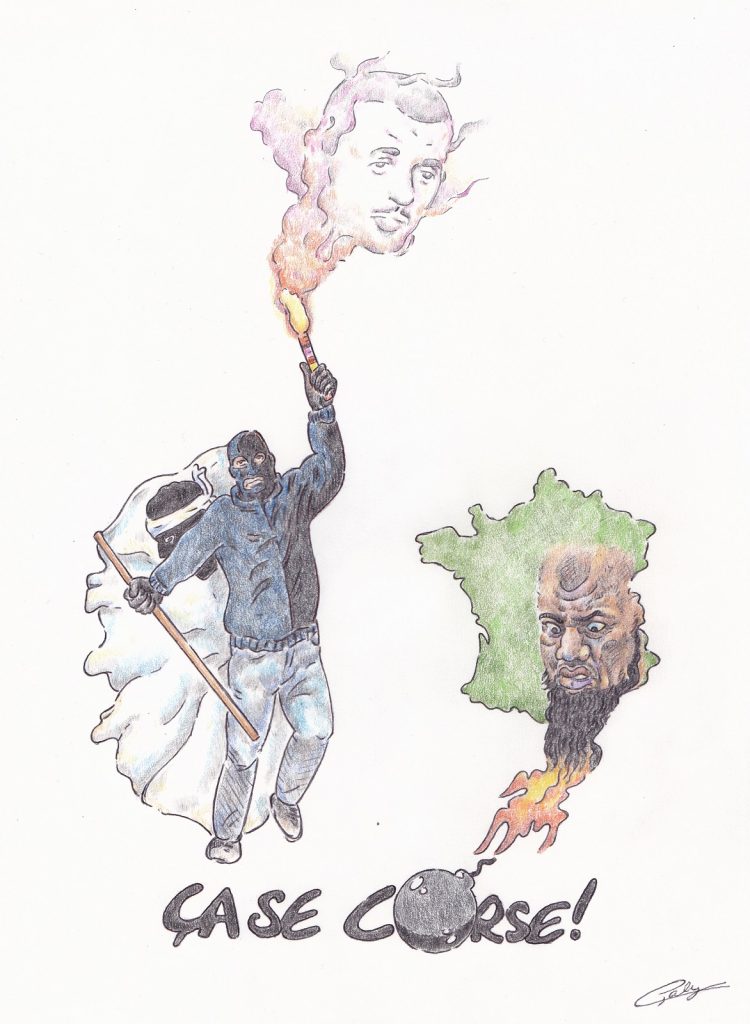 dessin presse humour agression Yvan Colonna image drôle Franck Elong Abe émeutes Corse