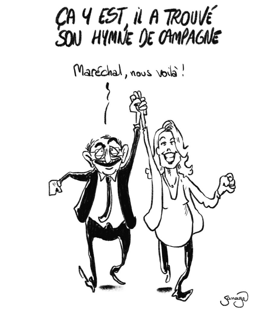 dessin presse humour présidentielle 2022 Éric Zemmour image drôle ralliement Marion Maréchal
