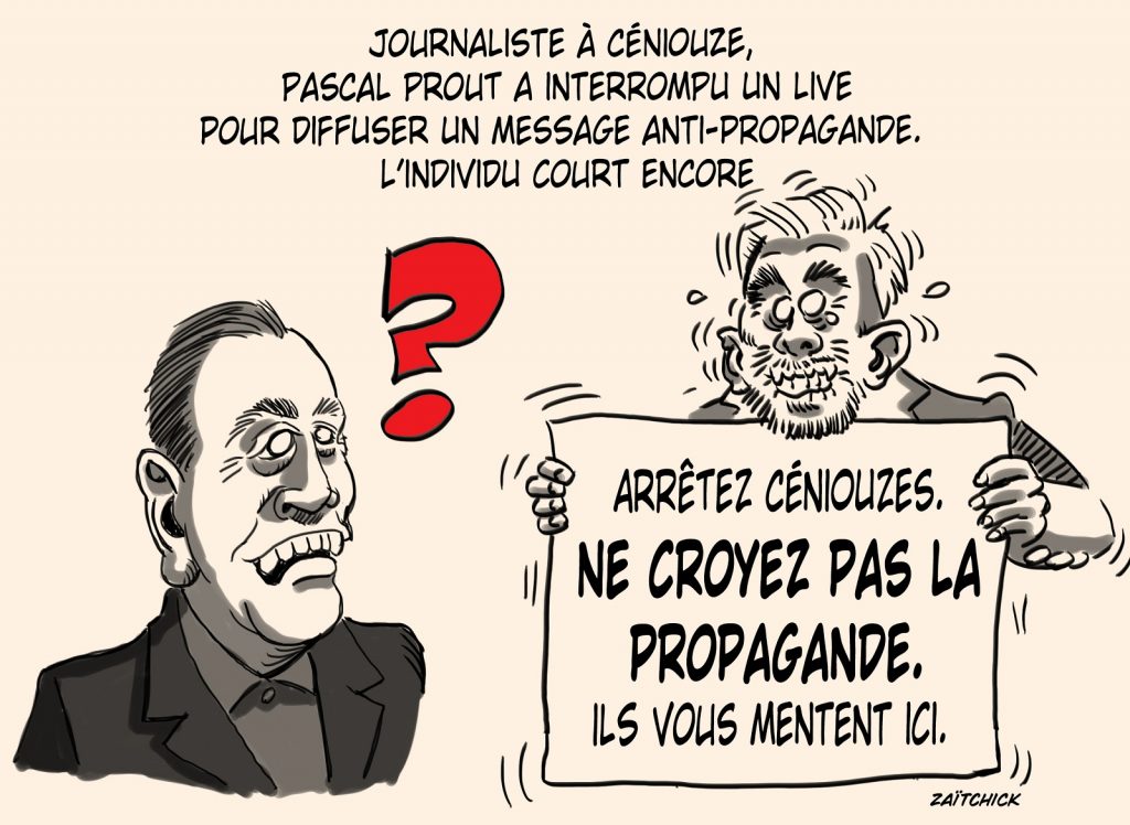 dessin presse humour CNews Pascal Praud image drôle propagande désinformation