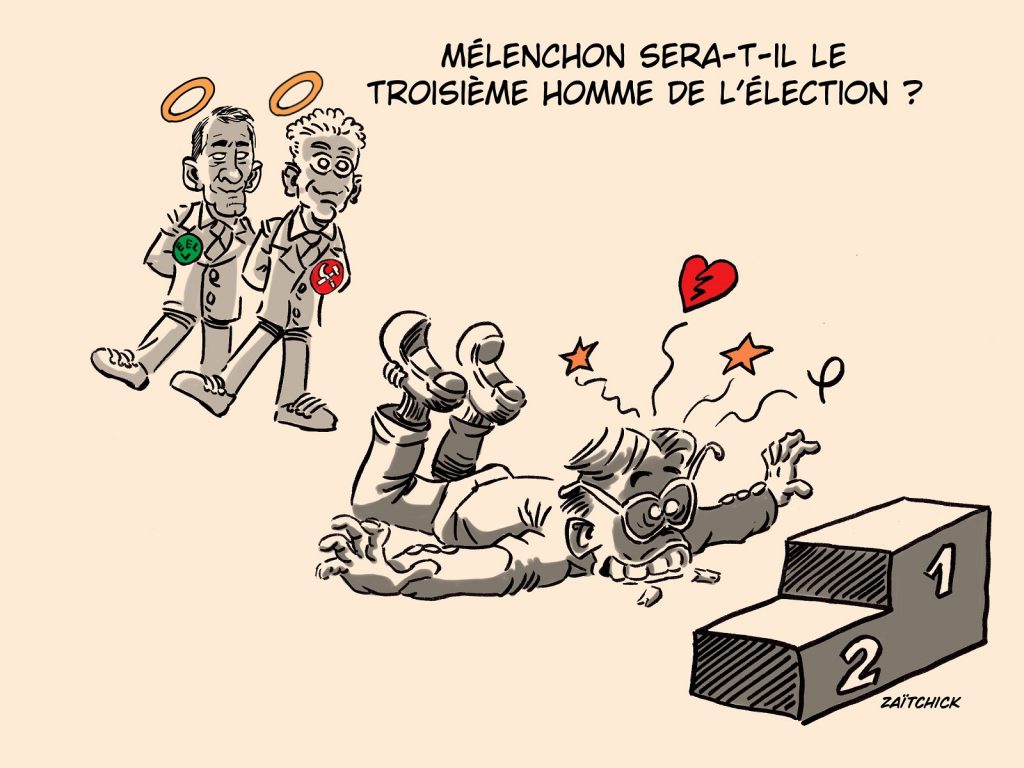 dessin presse humour Présidentielle 2022 Jean-Luc Mélenchon image drôle troisième homme