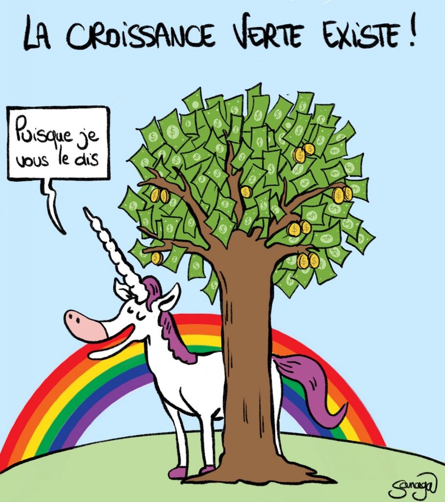 dessin presse humour écologie croissance verte image drôle licorne