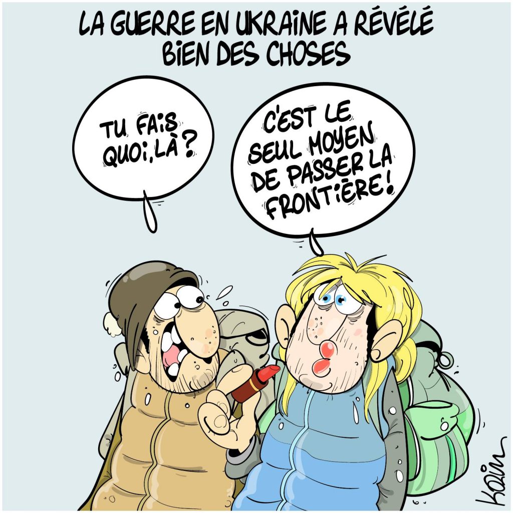 dessin presse humour crise guerre Ukraine image drôle réfugiés ukrainien algérien
