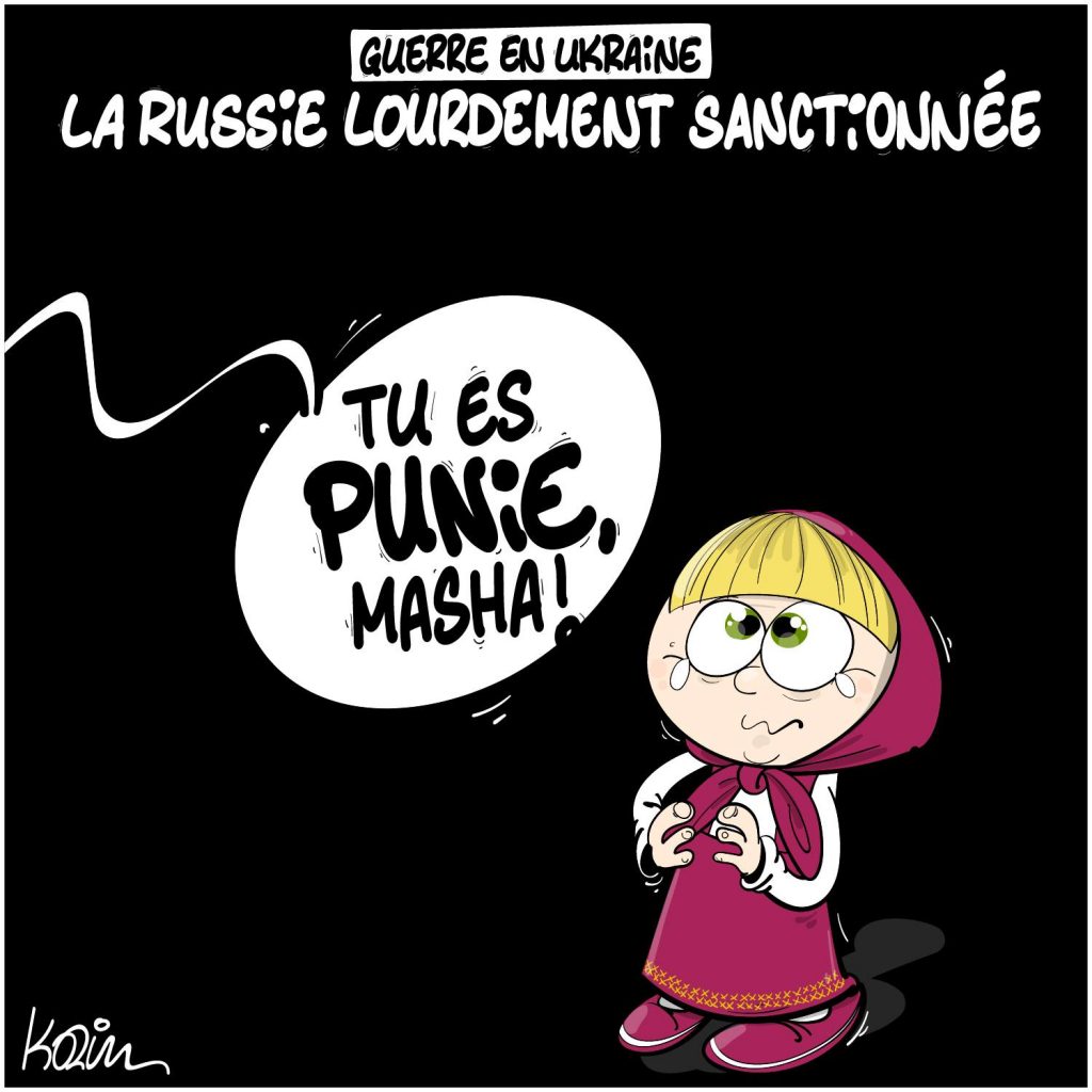 dessin presse humour Russie guerre Ukraine image drôle sanctions Masha