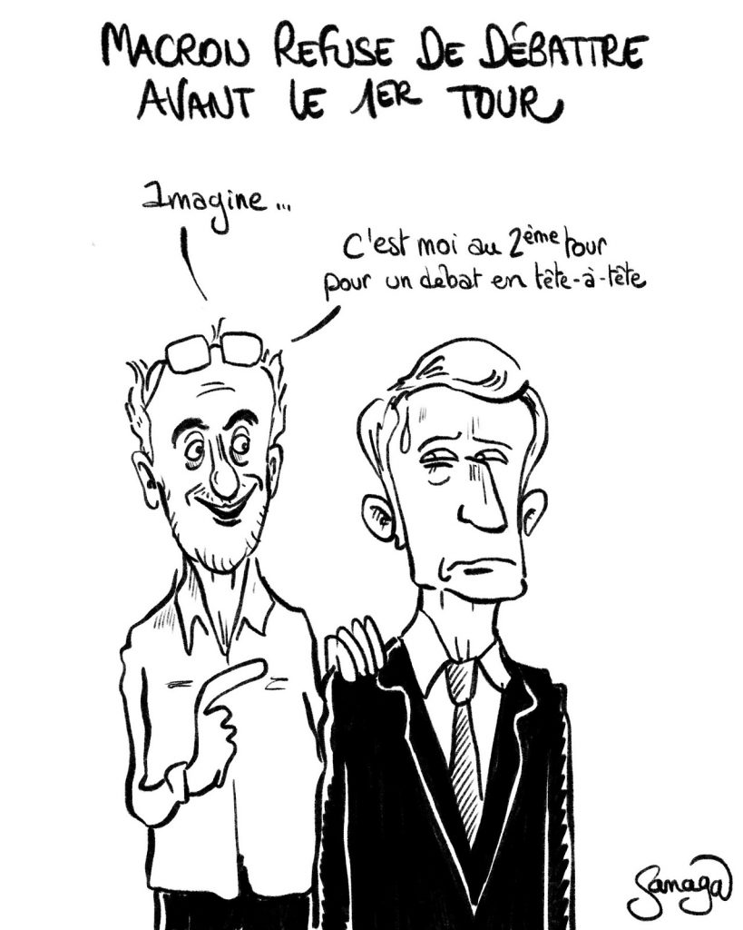 dessin presse humour présidentielle débat Emmanuel Macron image drôle refus Philippe Poutou