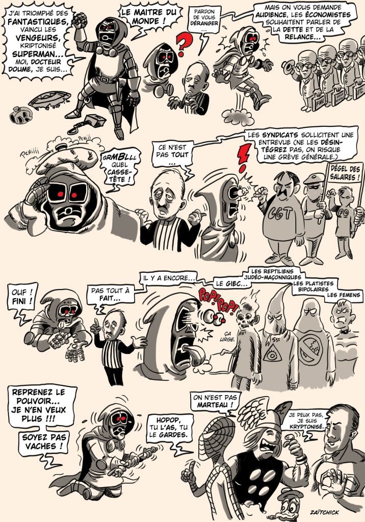 dessin presse humour parodie super-héros image drôle pouvoir gouvernance