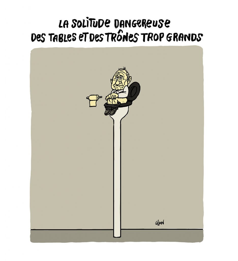 dessin presse humour guerre Ukraine Vladimir Poutine image drôle trône solitude