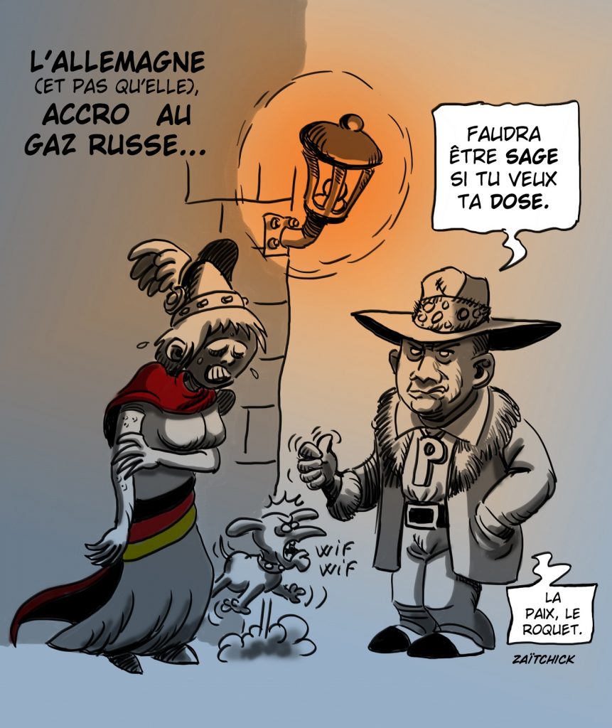 dessin presse humour Ukraine guerre Russie Vladimir Poutine image drôle Allemagne dépendance gaz russe