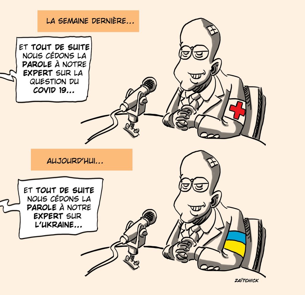 dessin presse humour Russie guerre Ukraine image drôle coronavirus experts radio