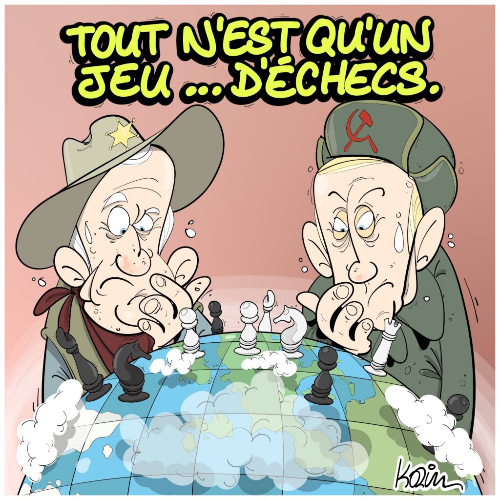 dessin presse humour Russie guerre Ukraine Vladimir Poutine image drôle échecs Amérique Joe Biden