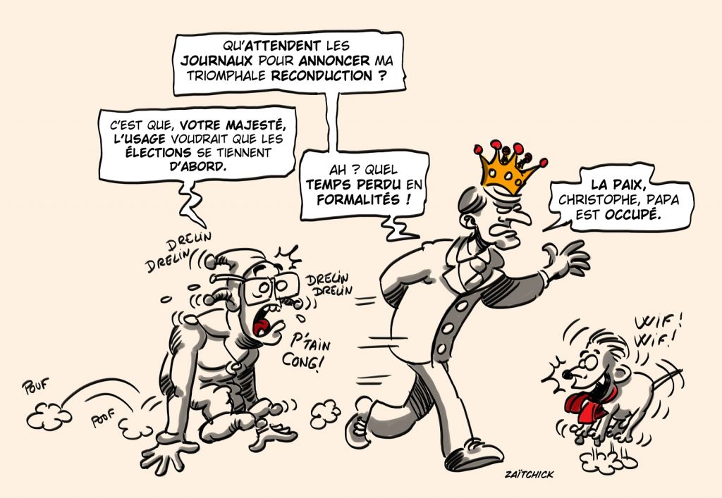 dessin presse humour présidentielle 2022 Jean Castex image drôle reconduction Emmanuel Macron