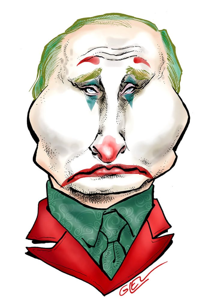 dessin presse humour Russie Ukraine guerre image drôle Vladimir Poutine Joker