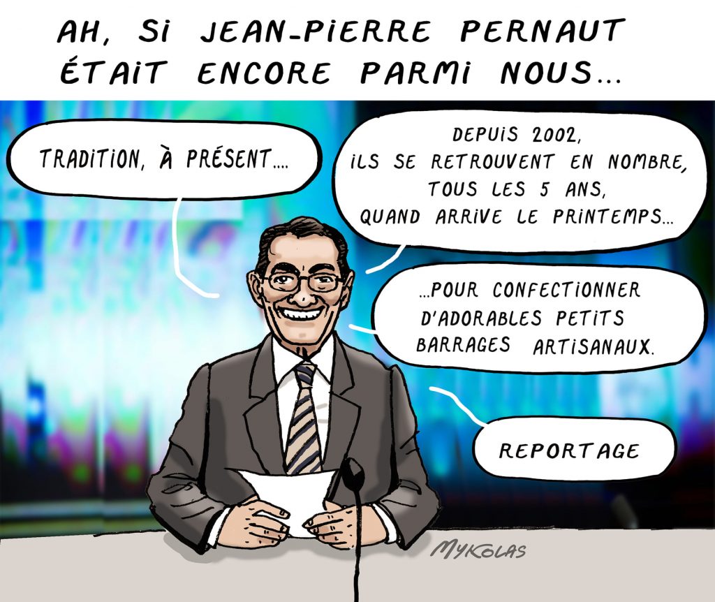dessin presse humour présidentielle 2022 deuxième tour image drôle vote barrage Jean-Pierre Pernaut