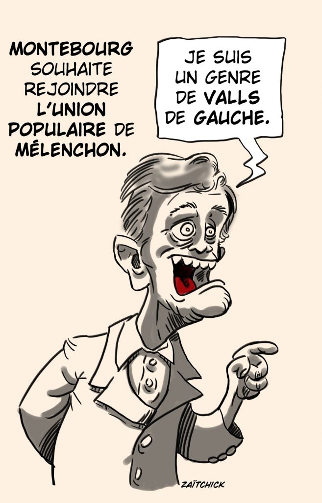 dessin presse humour Union Populaire Jean-Luc Mélenchon image drôle Arnaud Montebourg législatives 2022