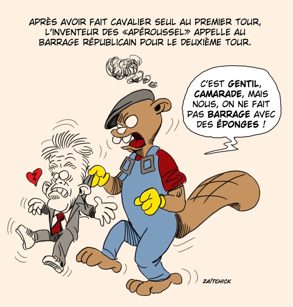 dessin presse humour présidentielle 2022 deuxième tour image drôle Fabien Roussel barrage républicain