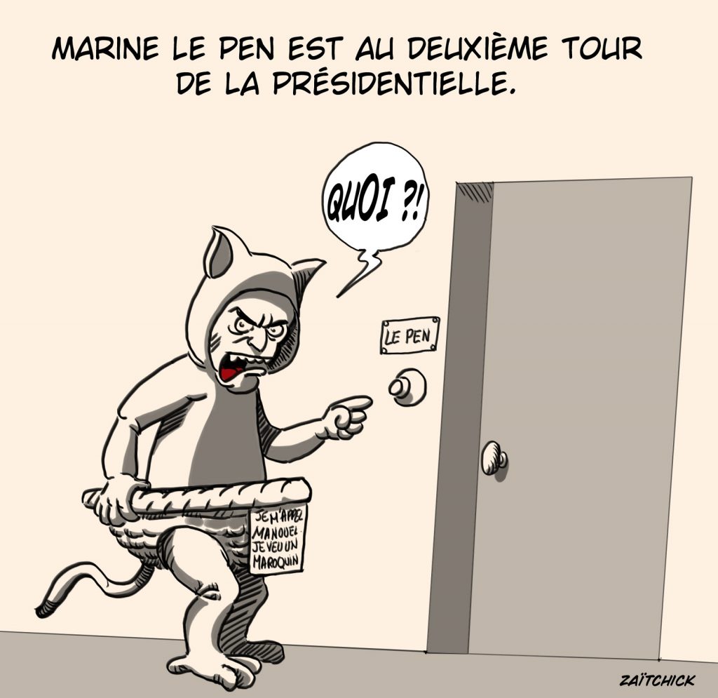 dessin presse humour présidentielle 2022 deuxième tour image drôle Marine Le Pen Manuel Valls