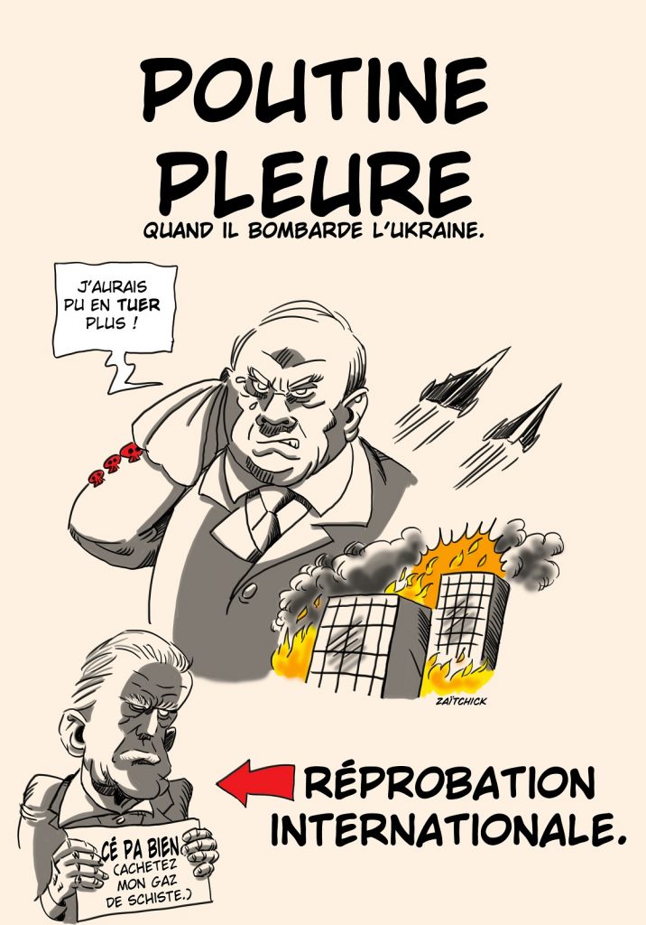 dessin presse humour guerre Ukraine Russie Vladimir Poutine image drôle Joe Biden gaz de schiste