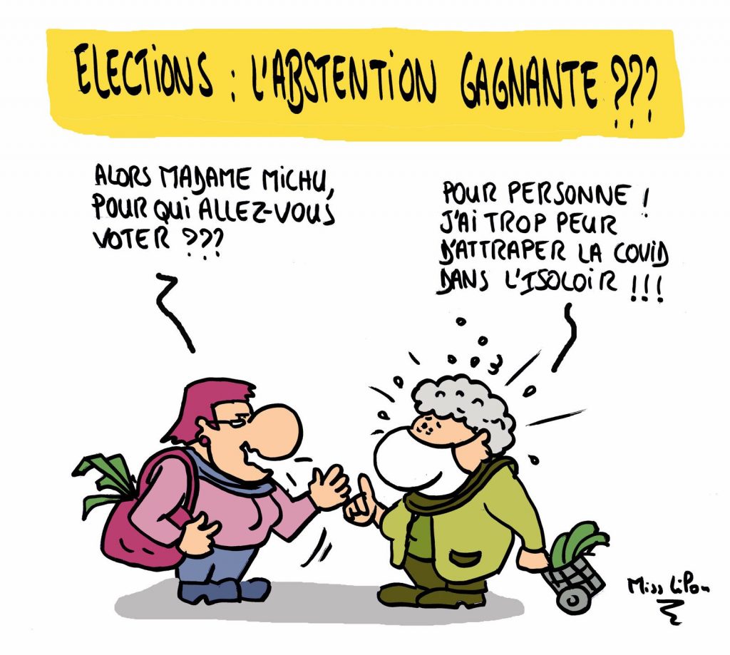 dessin presse humour présidentielle 2022 élection image drôle abstention isoloir peur covid