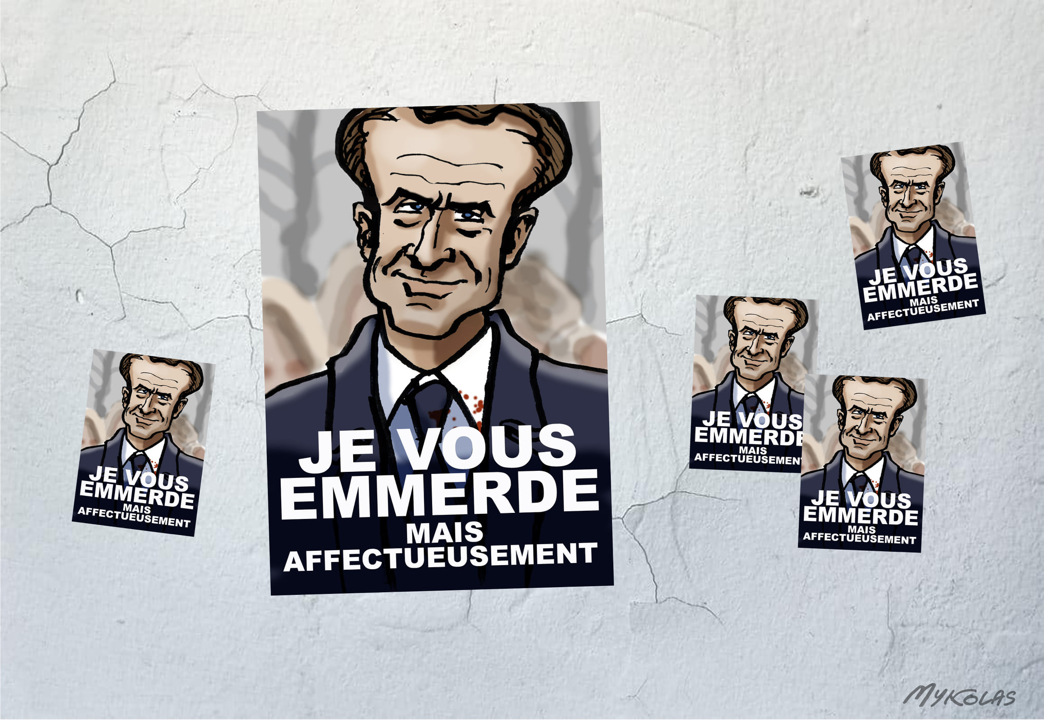 dessin presse humour présidentielle 2022 Emmanuel Macron image drôle emmerder les non-vaccinés affectueux