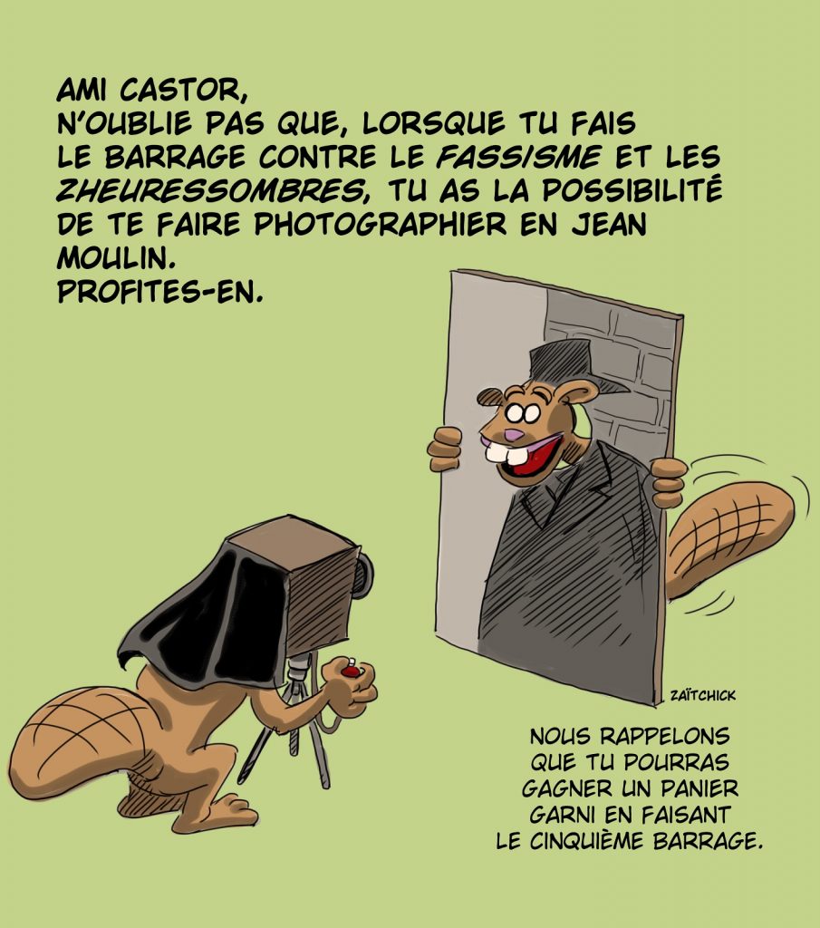 dessin presse humour présidentielle 2022 deuxième tour image drôle castor vote barrage front républicain