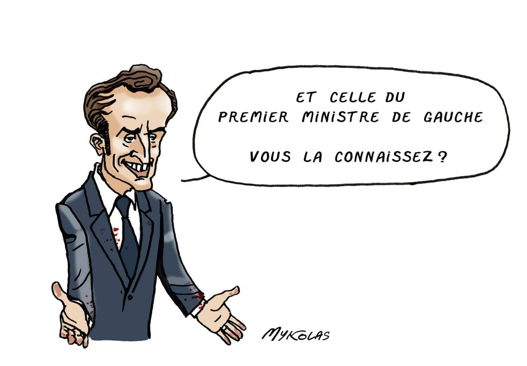 dessin presse humour présidentielle 2022 deuxième tour image drôle Emmanuel Macron blague premier ministre gauche