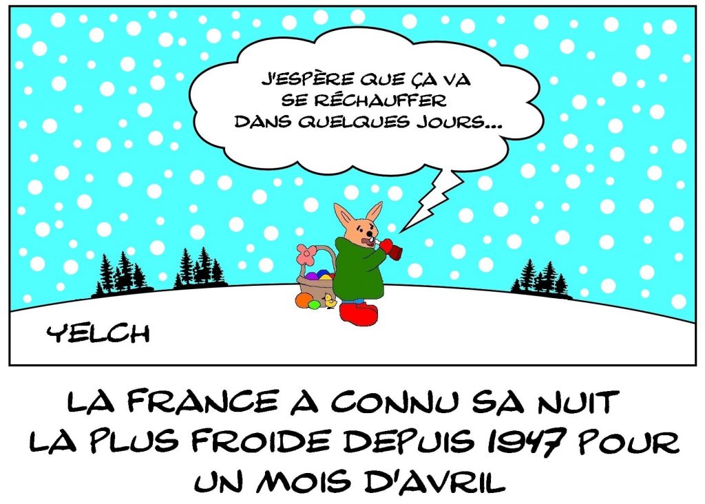 dessins humour lapin Pâques image drôle météo France nuit froide