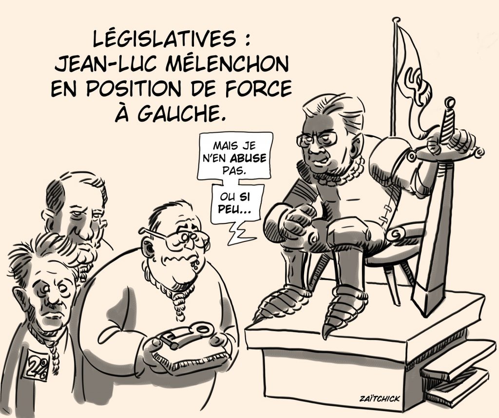 dessin presse humour Jean-Luc Mélenchon image drôle union populaire élections législatives