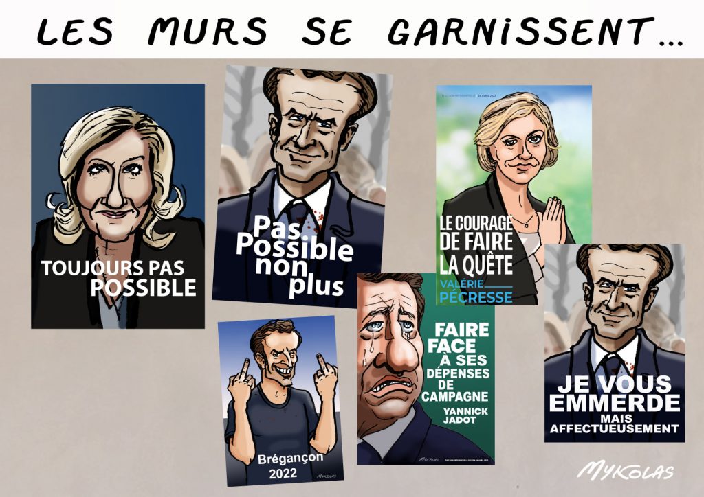 dessin presse humour présidentielle 2022 deuxième tour image drôle Emmanuel Macron Marine Le Pen Valérie Pécresse Yannick Jadot