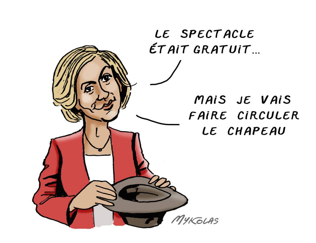 dessin presse humour présidentielle 2022 Valérie Pécresse image drôle spectacle gratuit chapeau