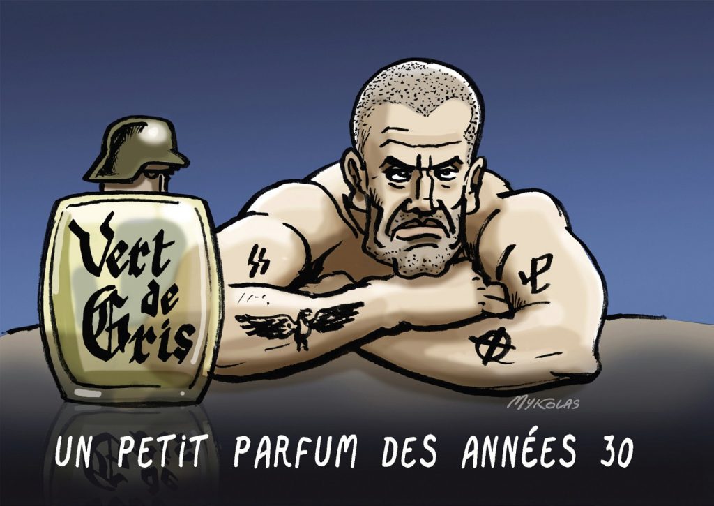 dessin presse humour présidentielle 2022 image drôle extrême droite parfum années 30