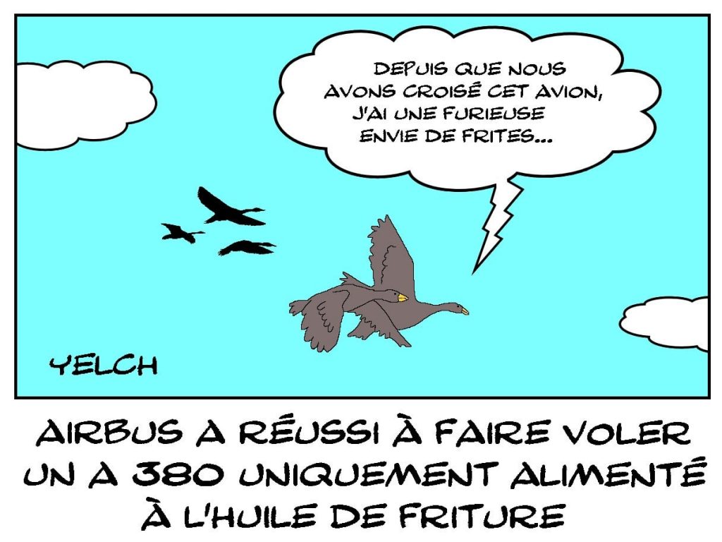 dessins humour Airbus A380 image drôle carburant huile friture