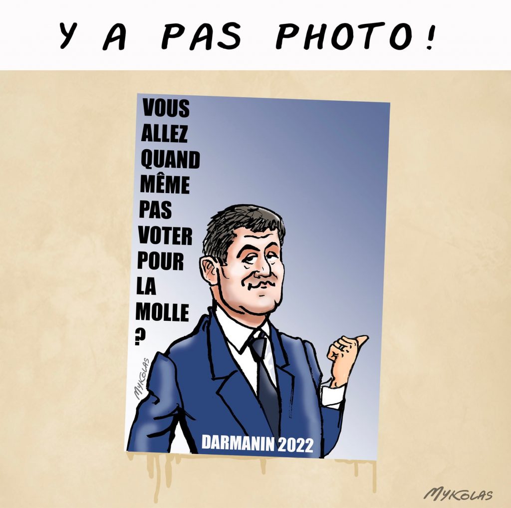 dessin presse humour présidentielle 2022 deuxième tour image drôle Gérald Darmanin Marine Le Pen molle