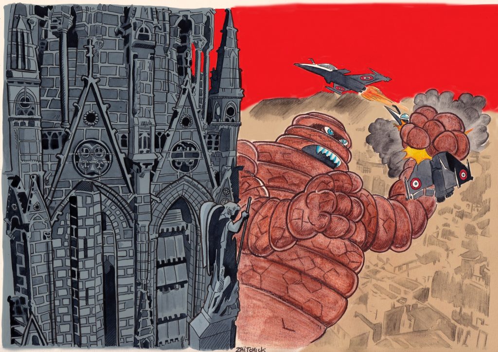 dessin presse humour Ben Grimm image drôle Bibendum cathédrale Clermont-Ferrand