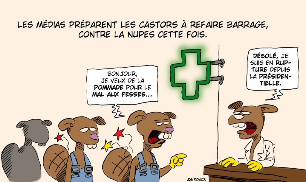 dessin presse humour Nupes médias image drôle vote barrage législatives