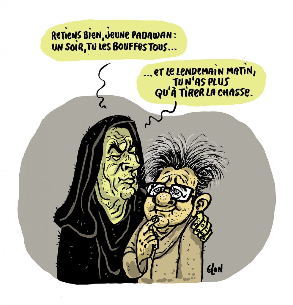 dessin presse humour Jean-Luc Mélenchon François Mitterrand image drôle union populaire législatives 2022