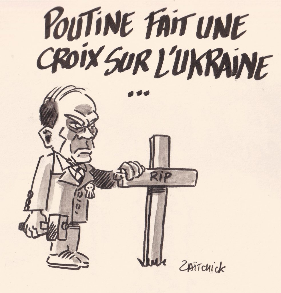 dessin presse humour guerre Ukraine image drôle Vladimir Poutine croix