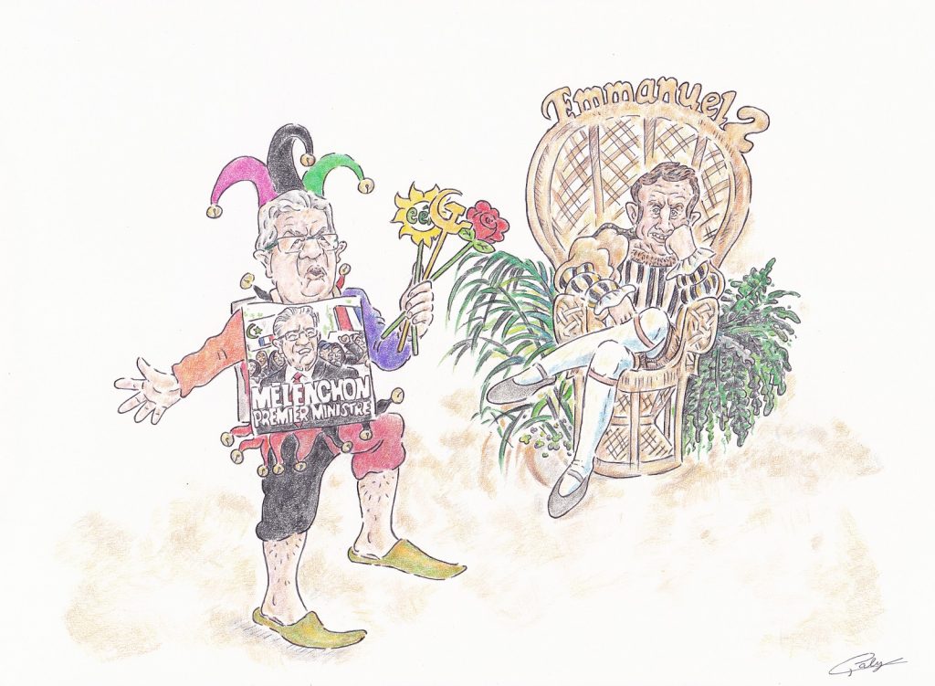 dessin presse humour Emmanuel Macron renaissance image drôle Jean-Luc Mélenchon premier ministre