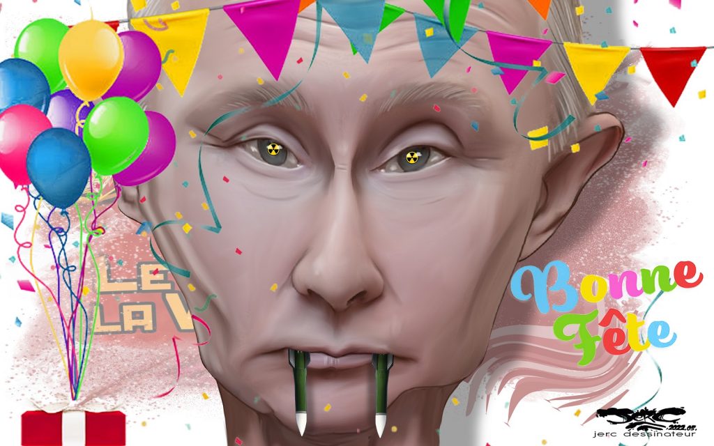 dessin presse humour guerre Ukraine image drôle cérémonie 9 mai Vladimir Poutine